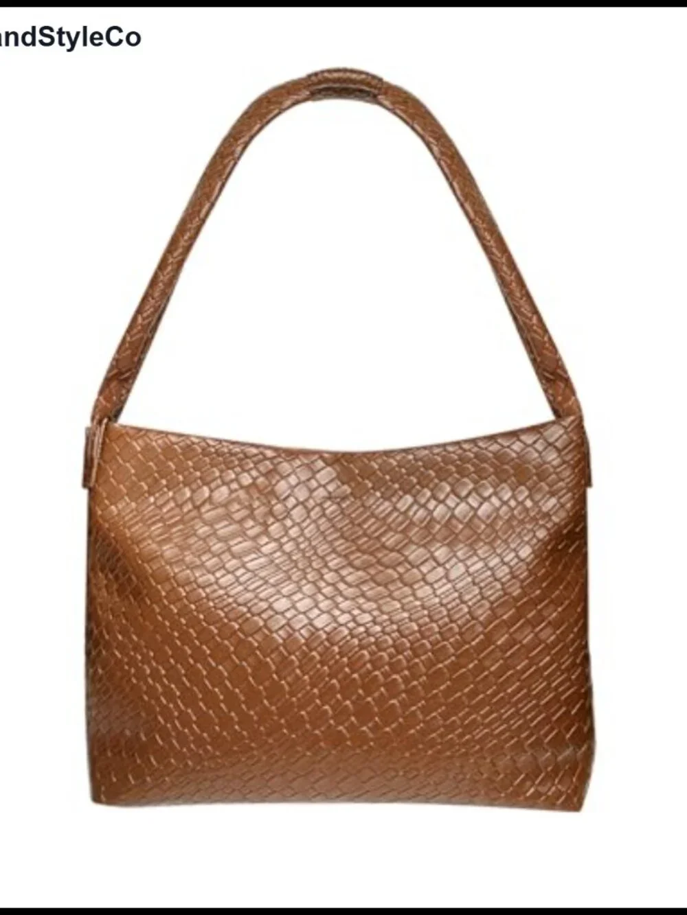 Soft Vegan PU Leather Woven Hobo Slouchy Shoulder Bag Top-Handle Tote Purse